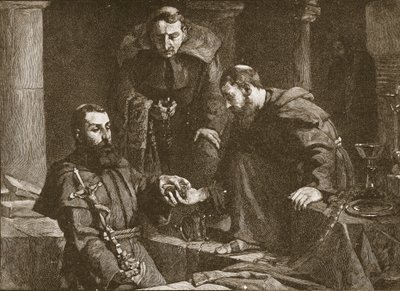 Hiding Treasure at the Suppression of a Monastery, Illustration from The Church of England: A History for the People by H.D.M. Spence-Jones, pub. c.1910 by J. Cooke