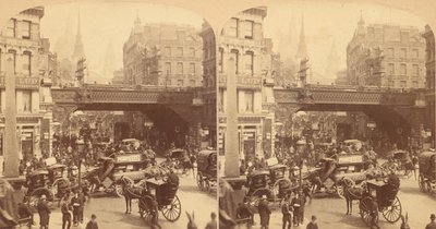 Group of 4 Stereograph Views of Ludgate Hill, London, England by J F Jarvis