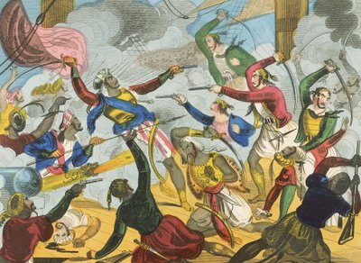Turks Attacking Greek Corsairs by J. Fairburn