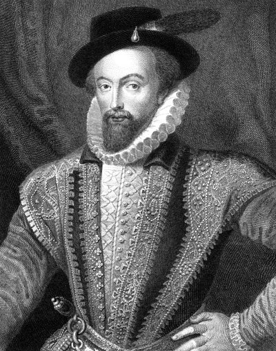 Sir Walter Raleigh, English writer, poet, courtier, adventurer and explorer by J Fitler