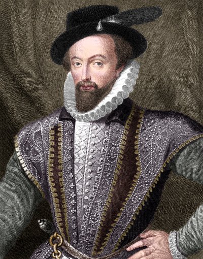Sir Walter Raleigh, English writer, poet, courtier, adventurer and explorer by J Fitler