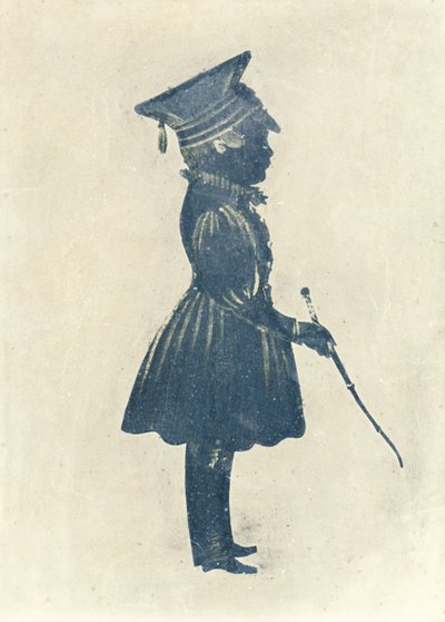 Silhouette of a Boy with a Hat and a Stick by J. Gapp