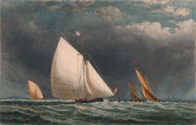 The Sailing Match, Yachts Rounding The Flag Buoy, 19th century by J Godden