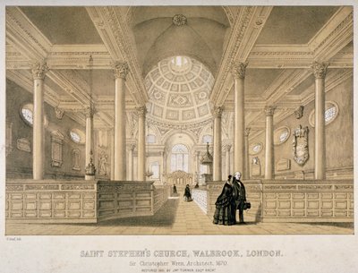 Interior view looking east, Church of St Stephen Walbrook, City of London by J Graf