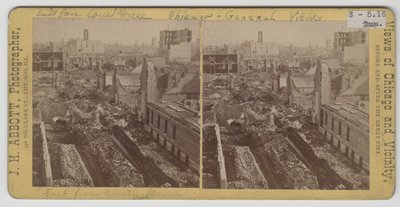 The view east from the courthouse after Chicago Fire of 1871 by J. H. Abbott