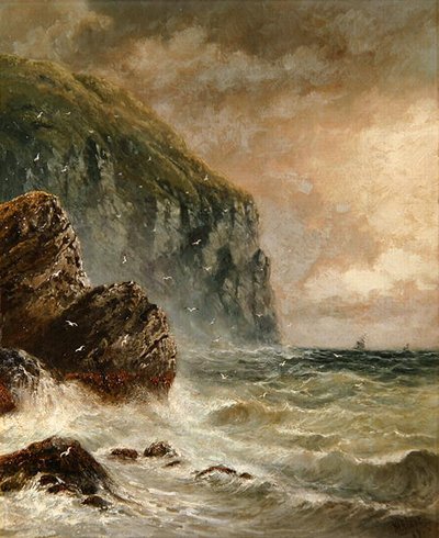 Seascape with Cliff by J. H. Blunt