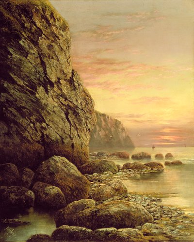 Seascape with Cliff at Sunset, 1889 by J. H. Blunt