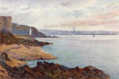Mole des Noires and Dinard, from St Malo Beach by J. Hardwicke Lewis