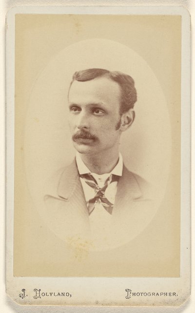 Unidentified Man with Moustache, Printed in Oval Style by J. Holyland