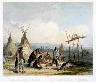 Funeral Scaffold of a Sioux Chief near Fort Pierre by J Hurlimann