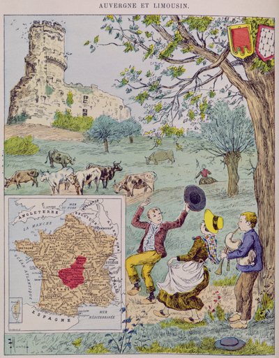 Auvergne and Limousin, Illustration for Le Tour de France by Marie de Grandmaison by J. Maurel
