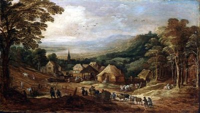 Autumnal Landscape with Peasants by J. and Momper J. de Brueghel