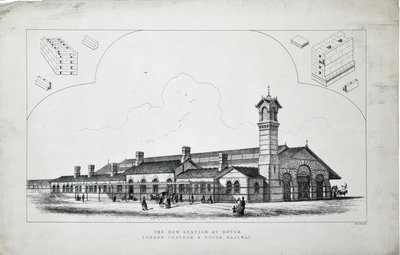 New station at Dover. London, Chatham and Dover Railway. 1860 by J. R. Jobbins