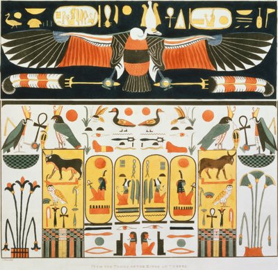 Mural from the Tombs of the Kings of Thebes, Discovered by G. Belzoni, Plate 2 from `Plates Illustrative of the Researches in Egypt and Nubia`, Engraved by Charles Hullmandel by J. Ricci