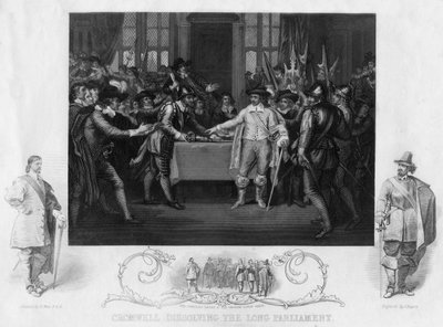 Oliver Cromwell dissolving the Long Parliament by J. Rogers