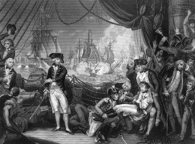 Scene on the deck of the Queen Charlotte, 1 June 1794 by J. Rogers