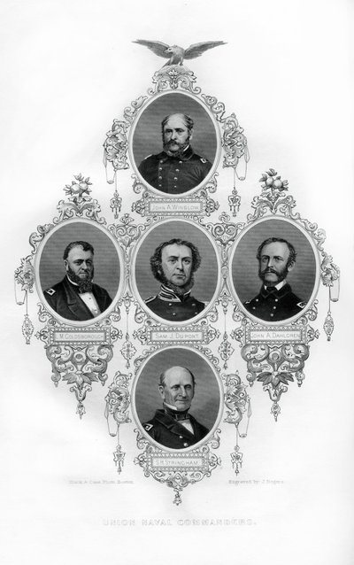 Union Civil War Admirals Winslow, Goldsborough, Du Pont, Dahlgren and Stringham by J. Rogers