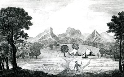 A view of the Commodore tent at the island of Juan Fernandes, c.1745 by J. S. Mason