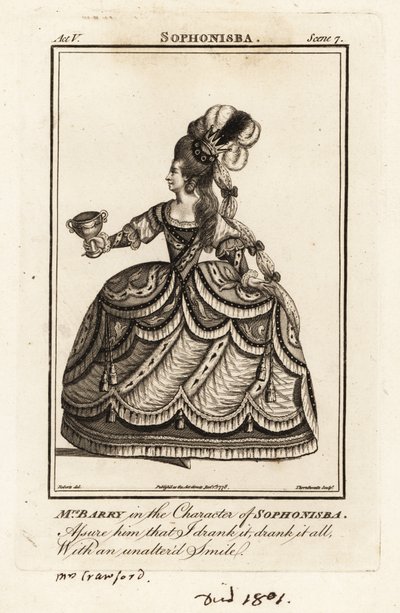 Mrs Ann Barry in the character of Sophonisba in James Thomson’s Sophonisba by J. Thornthwaite