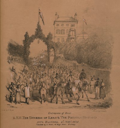Entrance of their R.H.H. The Duchess of Kent & The Princess Victoria into Hastings by J. Thorpe