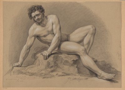 Seated Male Nude, Front View (2nd Prize 1810) by J. Uittenbogaardt