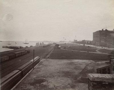 View South of Michigan Avenue from the West Side of the Illinois Central Railroad Tracks, Chicago, c.1890 by J. W. Taylor