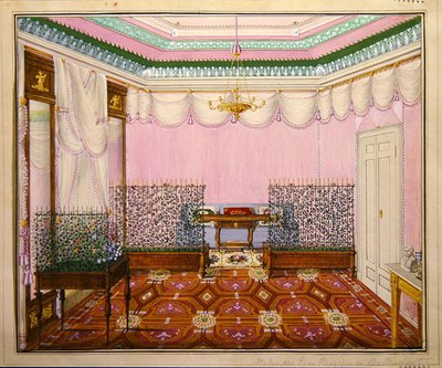 A Neo-Classical Biedermeier writing-room in the Schloss Ballenstedt, Saxe-Anhalt by J. Willing