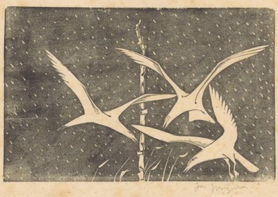 Three Birds Flying in the Rain by Jac Jongert (signed by artist)