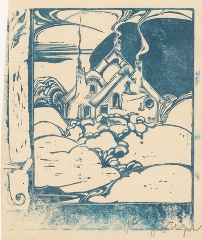 House with Smoking Chimneys in a Hilly Landscape by Jac Jongert (signed by artist)