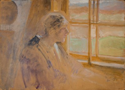 Sketch of a Female Figure in a Window by Jacek Malczewski