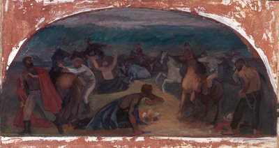 Cattle Thieves Surprised by Posse mural study, Burns, Oregon Post Office by Jack Wilkinson