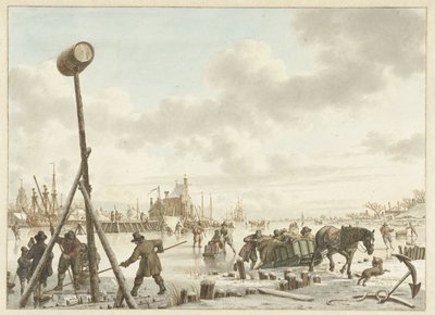Activity on the Ice by the City Wall of Veere by Jacob  Cats