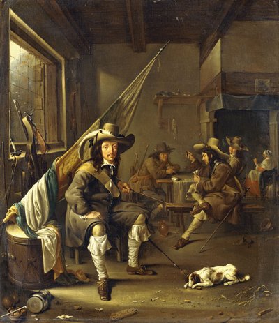 A Seated Cavalier with Soldiers playing Cards by Jacob Duck