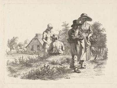 Blind Woman and Conversing Figures by a Farm (Study Prints / Etudes Gravées) by Jacob Ernst Marcus