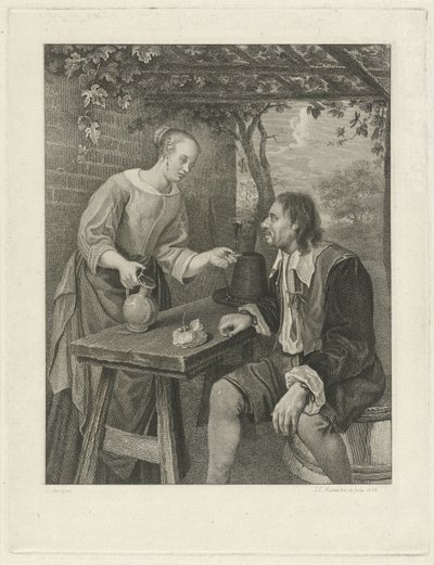 Young Woman Offering a Man a Glass of Wine by Jacob Ernst Marcus