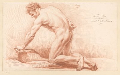 Kneeling Male Nude, Seen from the Side (2nd Prize 1797) by Jacob Ernst Marcus