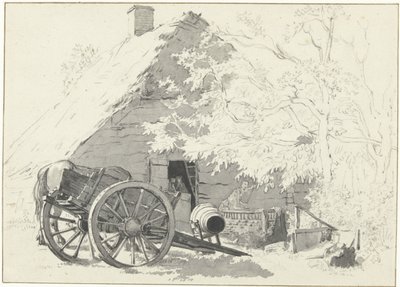 Milk Cart with Horse in Front of a Farm by Jacob Ernst Marcus
