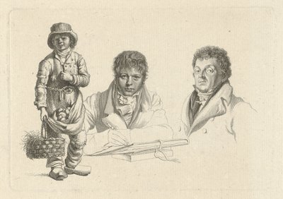 Portraits of J.P. Visser Bender and P.Pz. Barbiers Next to a Boy by Jacob Ernst Marcus