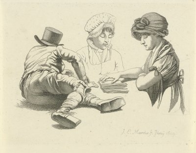 Study Sheet with a Lying Man and Two Ladies by Jacob Ernst Marcus