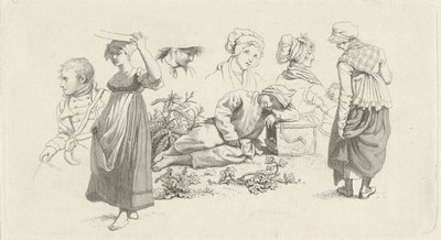 Study Sheet with a Sleeping Boy and Figures by Jacob Ernst Marcus