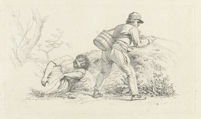 Study Sheet with a Sleeping Woman and an Angler (series title: Study Prints / Etudes gravées) by Jacob Ernst Marcus