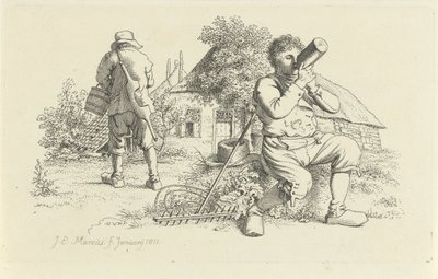Two Farmers in a Yard (Study Prints) by Jacob Ernst Marcus