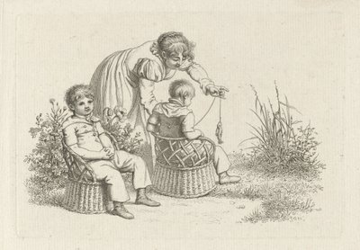 Woman with Two Children in Chairs (Study Prints / Etudes Gravées) by Jacob Ernst Marcus