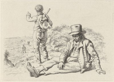 Sitting and Standing Man on a Beach by Jacob Ernst Marcus