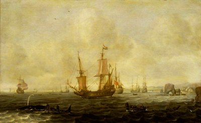 A Dutch whaling fleet, mid 17th century by Jacob Feyt de Vries