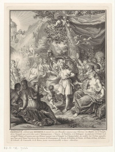 Allegorical Representation with Telemachus and Minerva (title page for: François de Fénelon, Les avantures de Telemaque, 1734) by Jacob Folkema