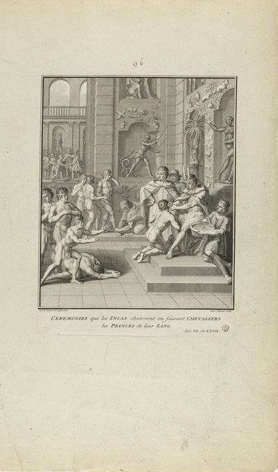 Ceremonies the Incas Observe in Making Knights/Princes of their Blood (from book, History of the Incas) by Jacob Folkema