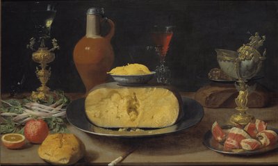 Breakfast Still Life with Cheese and Goblet by Jacob  Foppens van Es