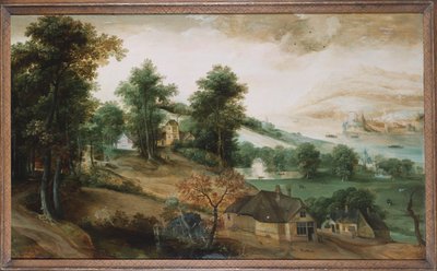 An Extensive Landscape with Cottages in the Foreground by Jacob Grimmer