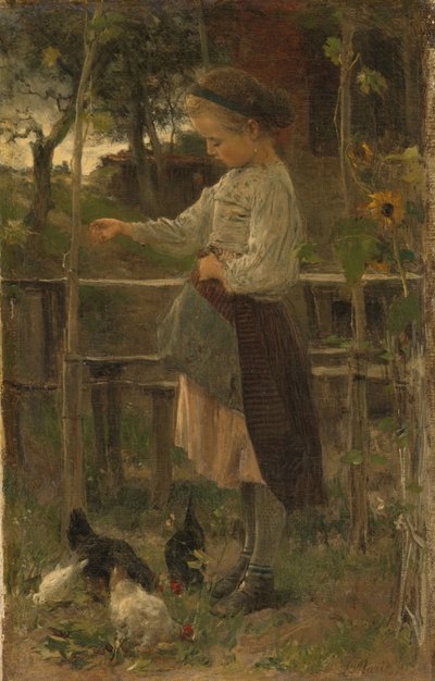 Feeding Chickens by Jacob Henricus or Hendricus Maris
